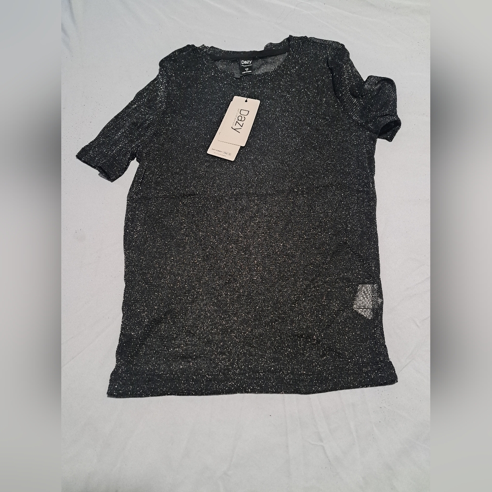 Dazy Black Glitter Top